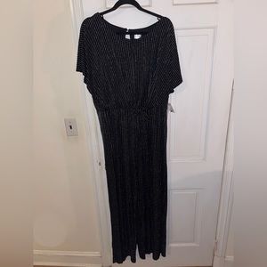 Size XL pant jumpsuit. Black w silver sparkly stripes.